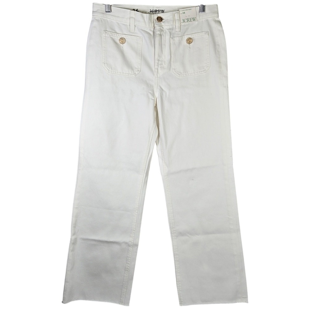 J. Crew Sailor mid-rise relaxed demi-boot jean in white 26 BZ728 NWT